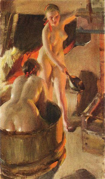 Anders Zorn Women Bathing in the Sauna Spain oil painting art